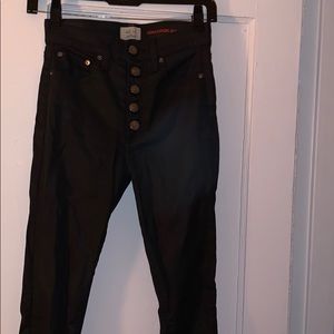 Alice + Olivia black wax coated jeans